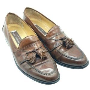 JOHNSTON & MURPHY Narrow Tassel Loafer Dress Shoe Brown Leather Mens size 11.5N